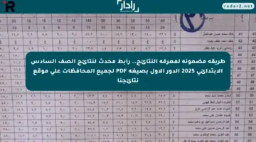 طريقة مضمونة لمعرفة النتائج.. رابط محدث لنتائج الصف السادس الابتدائي 2025 الدور الأول بصيغة PDF لجميع المحافظات على موقع نتائجنا